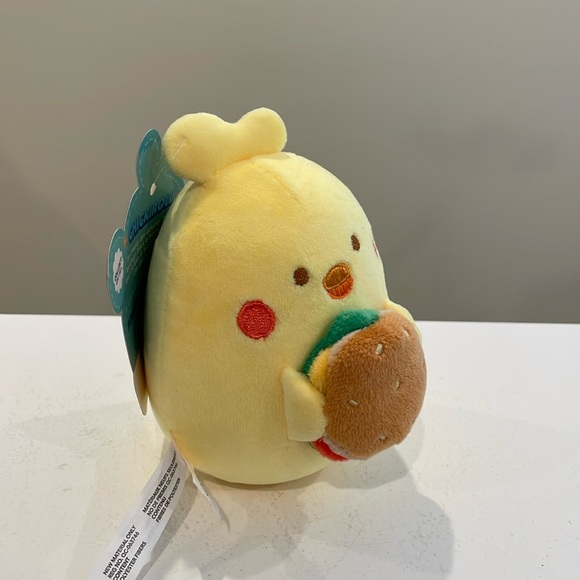 NWT Chickiroll Holding a Hamburger Squishy Ball Chick Plush by Anirollz - Picture 2 of 3